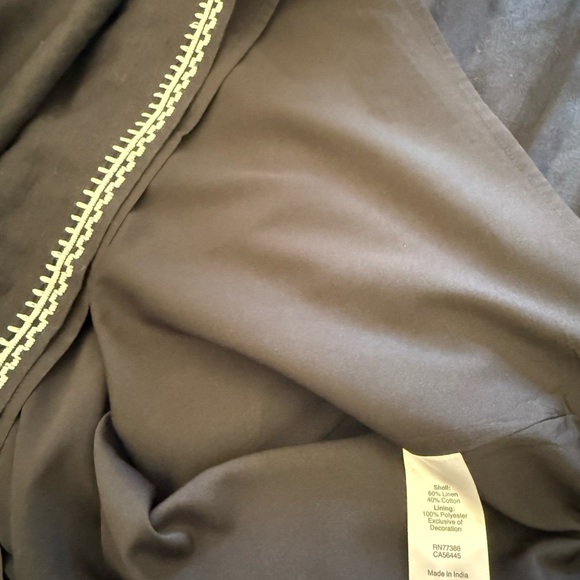 J. Crew Black Linen Blend Sleeveless Mini Dress with White Embroidery in XL - Picture 4 of 9